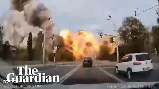 Dashcam video shows moment of missile strike in Dnipro Ukraine