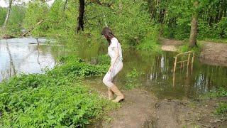Wet boots in a swamp wetlook girl in swamp boots stuck in swamp wet and boots stuck vol.16