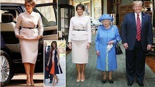 Melania puts her hair in an elegant chignon and changes into a couture Dior suit to meet the Queen