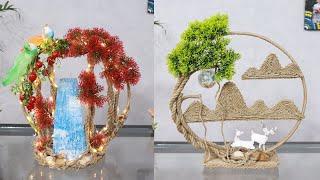 How Beautiful  7 Easy Jute Showpiece Craft Ideas with hoop out of Scrap