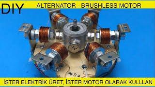 ALTERNATOR AND BRUSHLESS MOTOR TOGETHER - USE AS GENERATOR OR ENGINE.