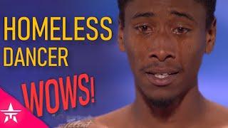 Homeless Dancer Gets A Second Chance At Life With Emotional Performance..  Americas Got Talent