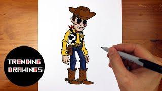 How To Draw FNF Woody EXE