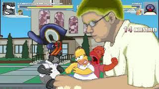 AN Mugen Request #1950 Symbiote Homer Simpson & Angry German Kid VS Pingu & Cheap Homer Simpson
