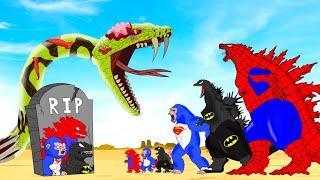Rescue Baby SPIDER GODZILLA & KONG vs GIANT PYTHON ZOMBIE  Who Will Win? Godzilla Cartoon