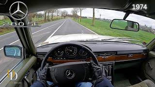 1974 Mercedes Benz 280 SE W116 2.8 I6 185HP Driving On Country Road in Germany 4K POV 2023