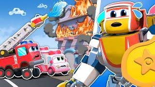 Who caused the FIRE? Brave Police Officer and Robot Policeman Detectives  Kids Cartoon