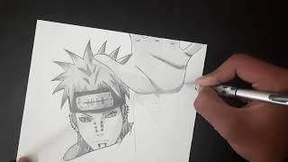 How to draw Pain sketch Timelapse from Naruto