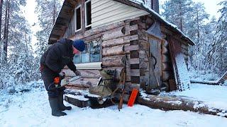 Life Alone in the Forest Off grid Cabin Far North Tiny House in the Woods. The Full film.