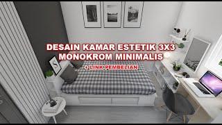 Desain Kamar Tidur 3x3 Low Budget Estetik Monokrom Murah  Lengkap Dngan Harga dan Link Pembelian