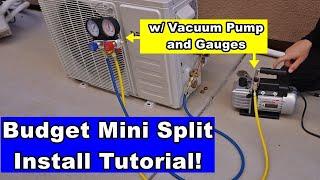 Budget Mini Split Installation for Beginners w Vacuum Pump and Gauges