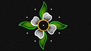 Creative Rangoli with 7*1 dots  Easy Flower Rangoli design  Easy dots Kolam  Flower muggulu