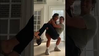 Strong Girl lift carry a boy