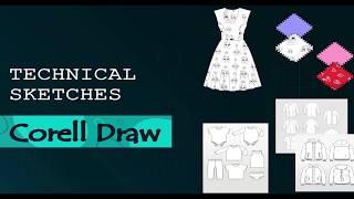 Как создать эскиз в CorelDRAW? Технический рисунок футболки в Корел. Как нарисовать одежду?