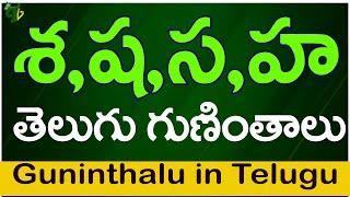 శ ష స హ గుణింతాలు  Sa Sha Sa Ha guninthalu How to write Telugu varnamala guninthalu