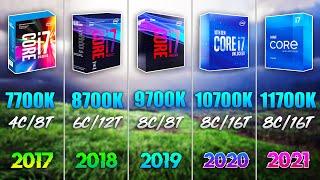 i7 11700K vs i7 10700K vs i7 9700K vs i7 8700K vs i7 7700K - Test in 7 Games