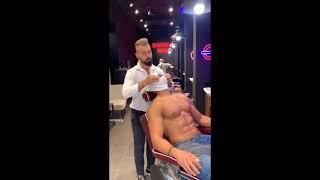 Handsome barber gives nipple massage to his customer  handsome guy nipple massage  #short