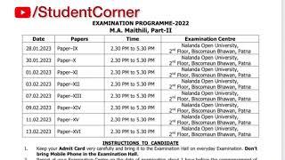 NOU MA Maithili part-2 Exam schedule  Nalanda Open University