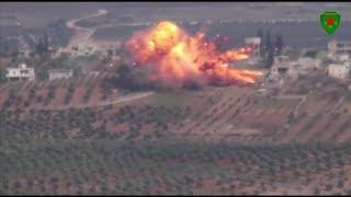 Direct ATGM hit Kurdish female fighters destroy invading Turkish Leopard 2 tank in Afrin region