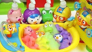 Lets take a bubble bath with Pororo 뽀로로랑 목욕해요 거품 비누 장난감 - 꿀벌튜브