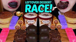 ASMR LEFTOVER DESSERT RACE CHOCOLATE MARSHMALLOWS FERRERO CARAMEL PURPLE UBE ICE CREAM BARS 먹방