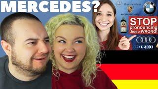 15 German brands YOU pronounce WRONG  American Couple Reacts