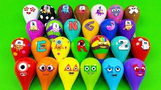 Looking Numberblocks Alphablocks Alphabet Lore SLIME in Droplets Shapes Colorful Mix Clay ASMR