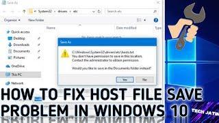 how to fix host file save problem in windows -10  easy way 2020  TECHJATIN