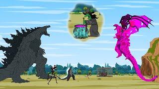 Godzilla SIREN HEAD vs Giant SHIN GODZILLA and Wicked Witch HD  Godzilla Animation Cartoon