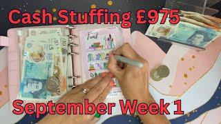 Cash Envelope Stuffing £975  September Week 1  #budgeting #cashstuffing #saving