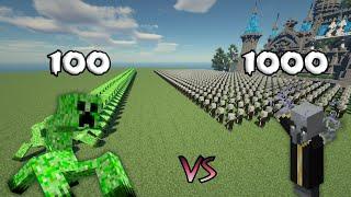 100 Mutant Creeper Vs 1000 Evoker Minecraft