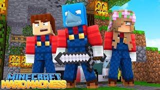 SUPER MARIO CHALLENGE - Minecraft Bed Wars w Little Kelly Sharky and Scuba Steve