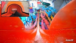 Worlds Tallest Trapdoor Free-Fall Body Water Slide  DreamWorks Water Park  Multiple Slides POV