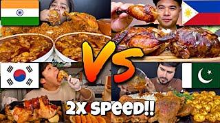 2x speedASMR MUKBANGERS Around The WORLD Eating WHOLE CHICKENFAST MOTION Spicy food EATING