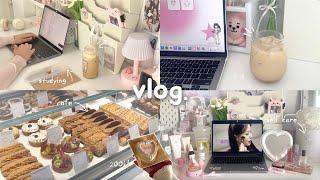 Vlog  daily diaries visiting cafè self care k-beauty haul lots of studying organizing etc.