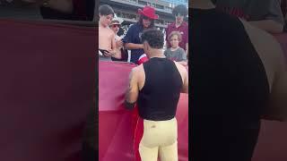 Adrian Martinez takes the shirt off his back and gives it to a young fan ️ #UFL #football