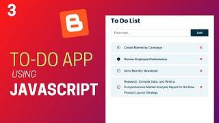 How To Add A To-Do App To Your Blogger Website  HTML CSS & JavaScript