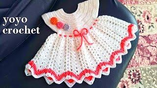 كروشية فستان بيبى حديثى الولادة  سهل للمبتدئين  Crochet cute baby dress#يويو_كروشية