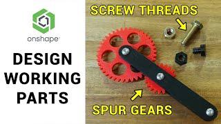 Designing and assembling parts with screw threads & gears - 3D design for 3D printing pt6