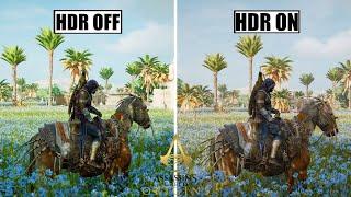 Assassins Creed Origins - Graphics Comparison HDR OFF VS HDR ON  RTX 2060 SUPER  2k