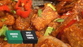 JAVANESE STYLE CRISPY SPICY SAMBAL TEMPEH. VEGETARISCHE KROKANTE SAMBAL TEMPEH.