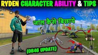 RYDEN Character Ability Test & Detail OB45  How To Use RYDEN Trap In Free Fire MAX