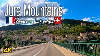 Driving through the Jura Mountains from France  to Switzerland Drivers View