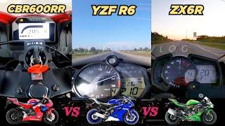 Honda CBR600RR ️ Yamaha YZF R6 ️ Kawasaki ZX6R  Top Speed Attempt #r6 #zx6r #cbr600rr