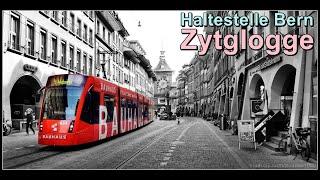 Viel Bus und Tram Verkehr bei der Haltestelle Zytglogge Bern Stadt Bern Schweiz 2021