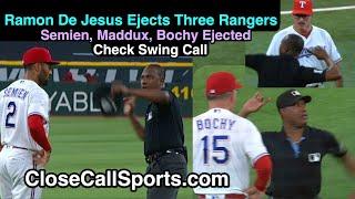 E102-4 - Ramon De Jesus Ejects Three as Marcus Semien Mike Maddux & Bruce Bochy Argue Check Swing