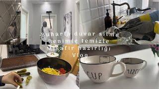 Buharla duvar silme benimle temizle 🫶misafir hazırlığı 🩷sessiz vlog #vlog #sessizvlog #cleaning