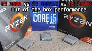 Ryzen R5 5600x vs R5 3600 vs Core i5 10600k  Out of the box performance