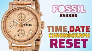 HOW TO SET TIME DATE & CHRONOGRAPH HANDS ALIGNMENT ADJUSTING FOSSIL WATCH