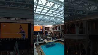 Carnival Venezia Cruise Ship roof closing - partys over - time for cold weather.